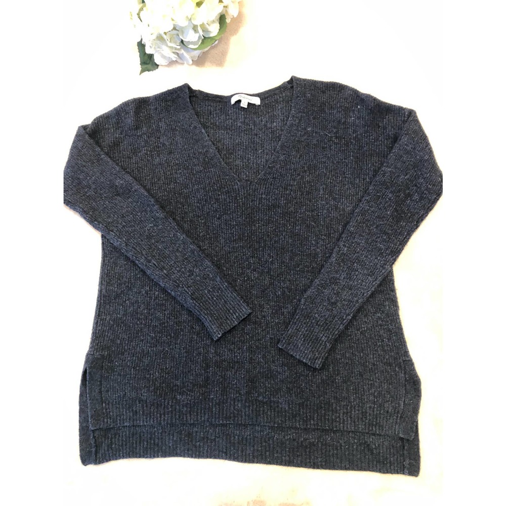 Madewell Blue Ribbed V-Neck Pullover Sweater, Size S